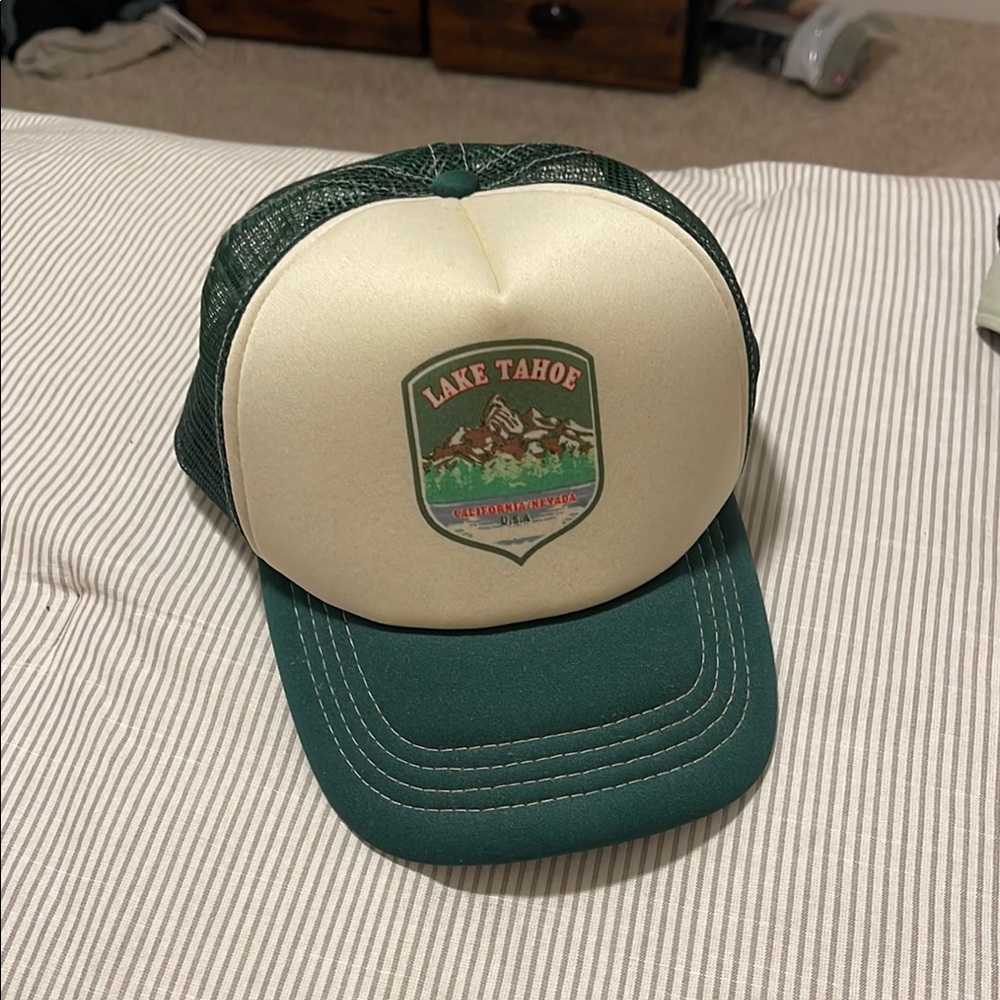 Lake Tahoe Green and Cream Trucker Hat